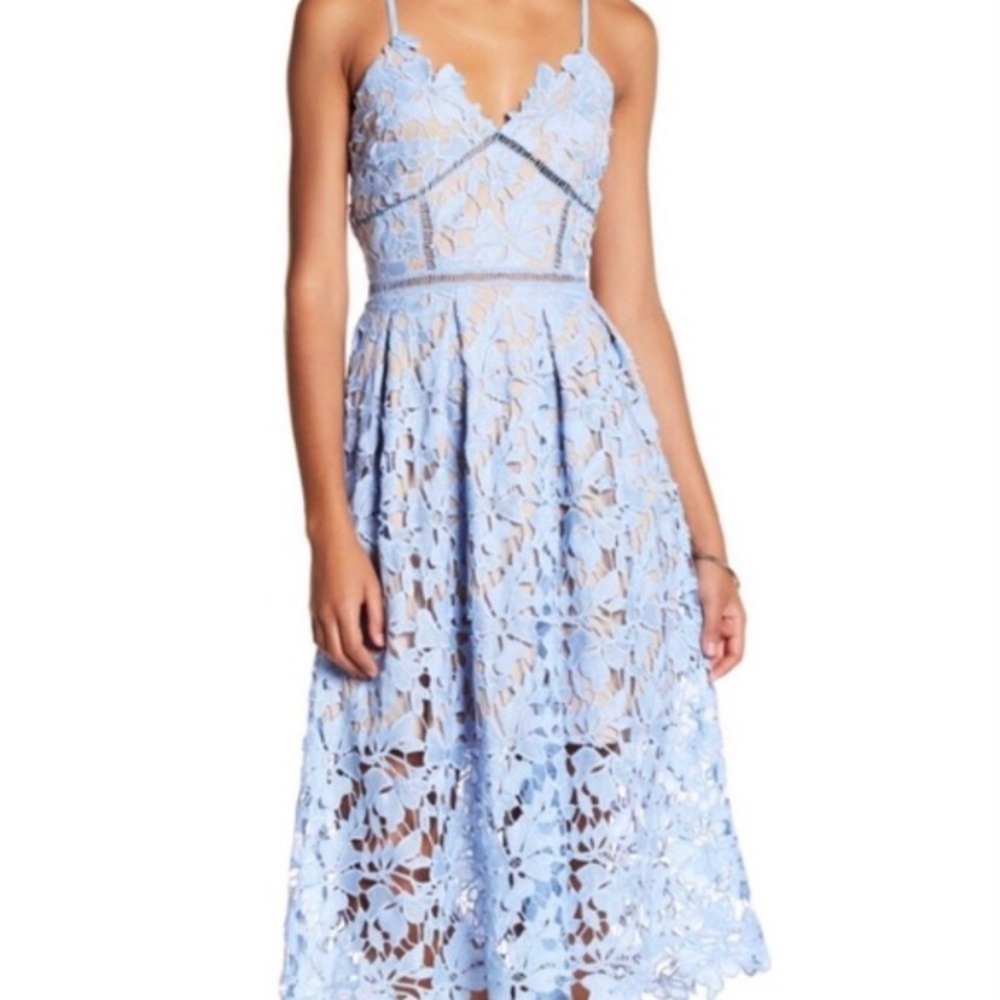 Blue lace fitted dress size small